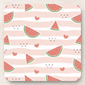 Dessous-de-verre Pastèques rouges, Coeurs, Grandes Pâtes, Motif d'é (Devant)