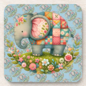 Dessous-de-verre Patchwork Elephant Floral Meadow Charm (Devant)