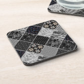 Dessous-de-verre Patchwork monochrom noir gris blanc patc (Côté gauche)