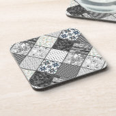 Dessous-de-verre Patchwork monochrom noir gris blanc patc (Côté gauche)