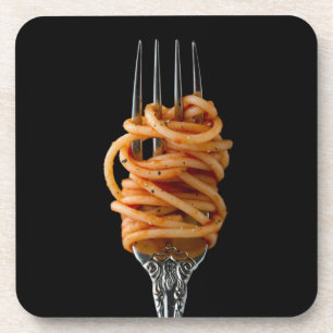 Dessous-de-verre Pâtes filées sur une fourchette, spaghetti de no