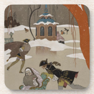 Dessous-de-verre Patinage de glace sur le lac congelé