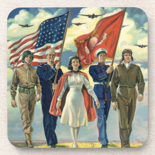 Dessous-de-verre Patriote Vintage, Personnel Militaire Héros Fiers