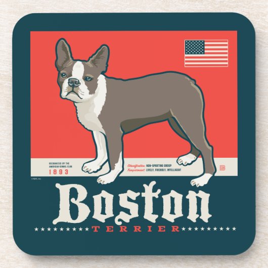 Dessous-de-verre Patriotique | Boston Terrier (Devant)