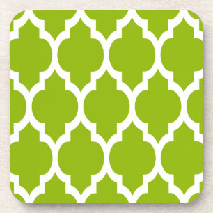 Dessous-de-verre Pattern Apple Green White Moroccan Quatrefoil
