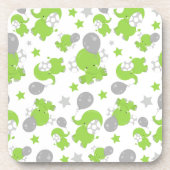 Dessous-de-verre Pattern of Green Elephants, Cute Elephants, stars (Devant)