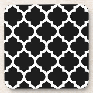 Dessous-de-verre Patters noirs White Moroccan Quatrefoil #5