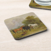 Dessous-de-verre Pâturage de chevaux : Juments et poulains dans un (Côté gauche)