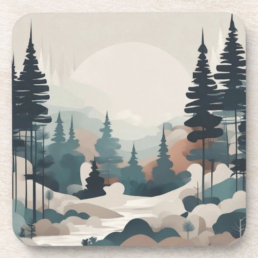 Dessous-de-verre Paysage de la forêt de Boho (Devant)