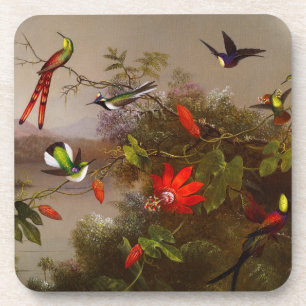 Dessous-de-verre Paysage tropical avec dix colibris