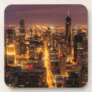 Dessous-de-verre Paysage urbain de nuit de Chicago