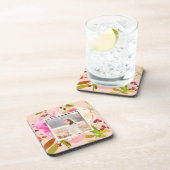 Dessous-de-verre Peach Blush avec aquarelle photo florale (Côté Droit)