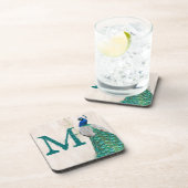 Dessous-de-verre Peacock Bird Feather Turquoise Monogramme Boire De (Côté Droit)