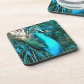 Dessous-de-verre Peacock Bleu Vibrant Avec Queue Fissée (Côté gauche)