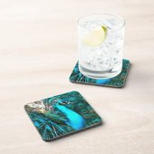 Dessous-de-verre Peacock Bleu Vibrant Avec Queue Fissée (Côté Droit)