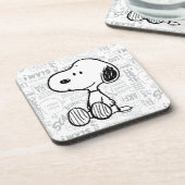 Dessous-de-verre PEANUTS | Snoopy on Black White Comics (Côté gauche)