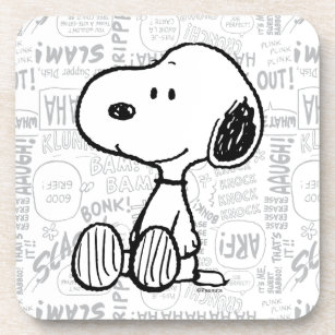 Dessous-de-verre PEANUTS   Snoopy on Black White Comics