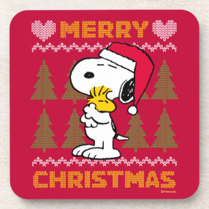 Dessous-de-verre Peanuts   Snoopy & Woodstock Santa Claus Hug