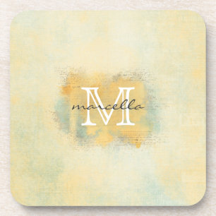 Dessous-de-verre Peignez le monogramme jaune balayé