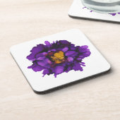 Dessous-de-verre Peinture à la main de pivoine violette/raisin (Côté gauche)