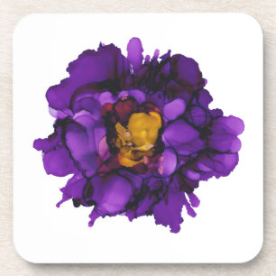 Dessous-de-verre Peinture à la main de pivoine violette/raisin