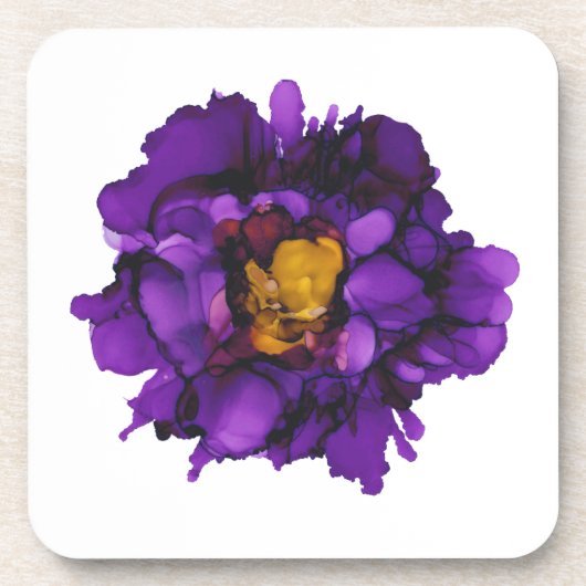 Dessous-de-verre Peinture à la main de pivoine violette/raisin (Devant)
