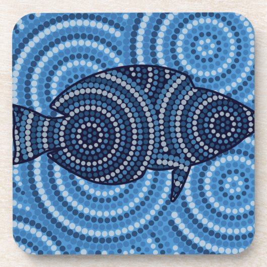 Dessous-de-verre Peinture à points de poisson autochtone (Devant)