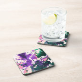 Dessous-de-verre Peinture Abstraite couleur vert et pourpre (Côté Droit)