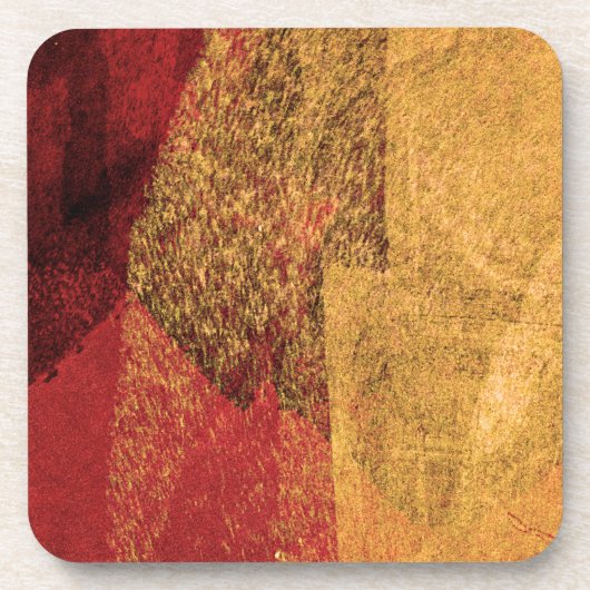 Dessous-de-verre Peinture abstraite jaune rouge (Devant)