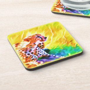 Dessous-de-verre Peinture animale puissante de Cheetah. Commandez d