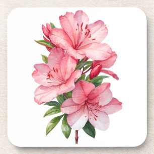 Dessous-de-verre Peinture aquarelle de fleur d'azalée
