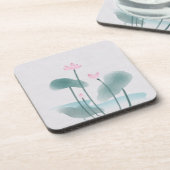 Dessous-de-verre Peinture aquarelle Lotus Floral (Côté gauche)