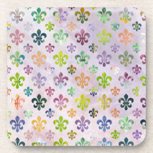 Dessous-de-verre Peinture Aquarelle tendance Fleur De Lis Motif