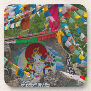 Dessous-de-verre Peinture bouddhiste sur rochers