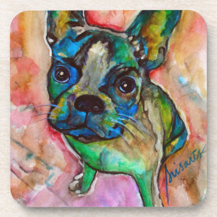 DESSOUS-DE-VERRE PEINTURE DE BOULEDOGUE FRANÇAIS