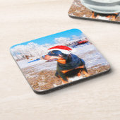 Dessous-de-verre Peinture de Noël de chien Rottweiler (Côté gauche)