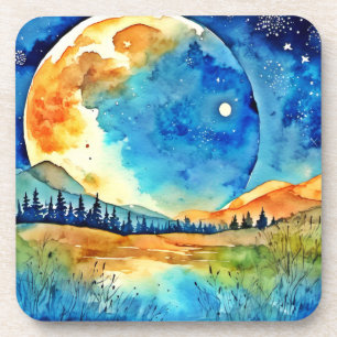 Dessous-de-verre Peinture de pleine lune