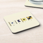 Dessous-de-verre Peinture de quatre drapeaux avec voile écrite sous (Côté gauche)