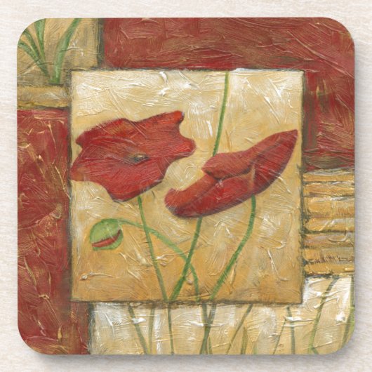 Dessous-de-verre Peinture florale avec traits de pinceau visibles (Devant)