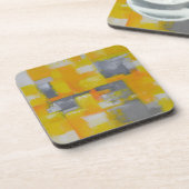 Dessous-de-verre peinture gris jaune blanc abstrait (Côté gauche)