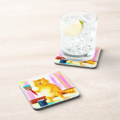 Dessous-de-verre Peinture Mignonne D'Un Chat Tenant Une Brosse. Com (Côté Droit)