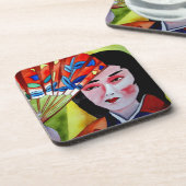 Dessous-de-verre peinture originale d'une geisha japonaise avec éve (Côté gauche)