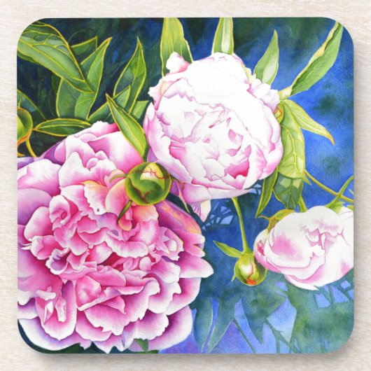 Dessous-de-verre Peinture rose blanc | romantique floral (Devant)