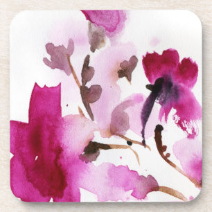 Dessous-de-verre Peintures florales abstraites 4 d'aquarelle