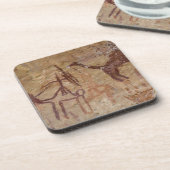 Dessous-de-verre Peintures rupestres préhistoriques avec chameaux e (Côté gauche)