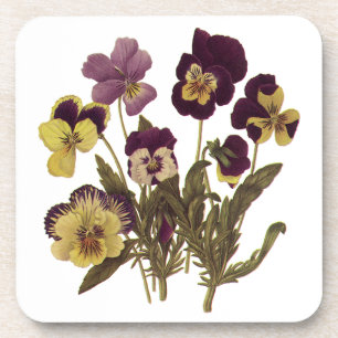 Dessous-de-verre Pensées vintage en fleurs, fleurs de jardin floral