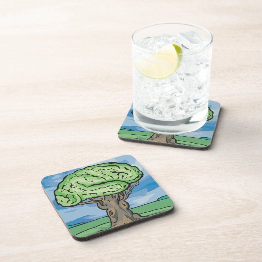 Dessous-de-verre Pensez au cerveau vert (Côté Droit)