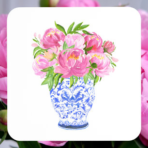 Dessous-de-verre Peonies Chinoiserie Vase