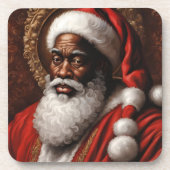 Dessous de verre Père Noël afro-américains avec do (Devant)