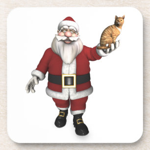 Dessous-de-verre Père Noël Avec Tabby Rouge